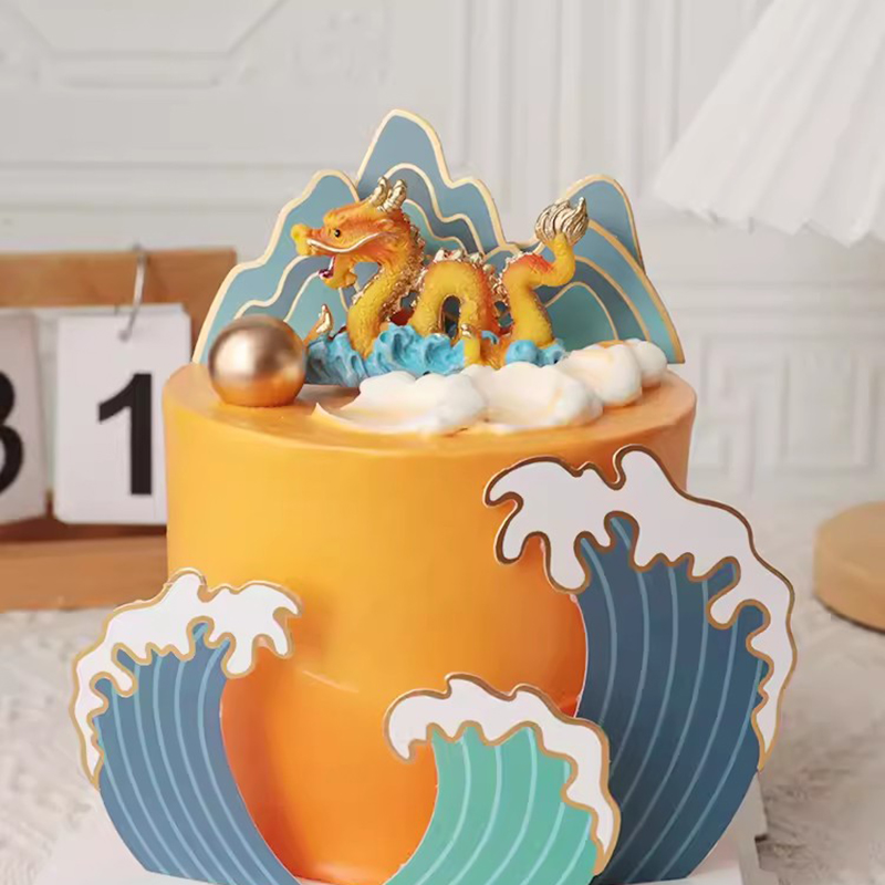 Resin Art Alphabet - Çin tarzı mutlu kek Topper ejderha