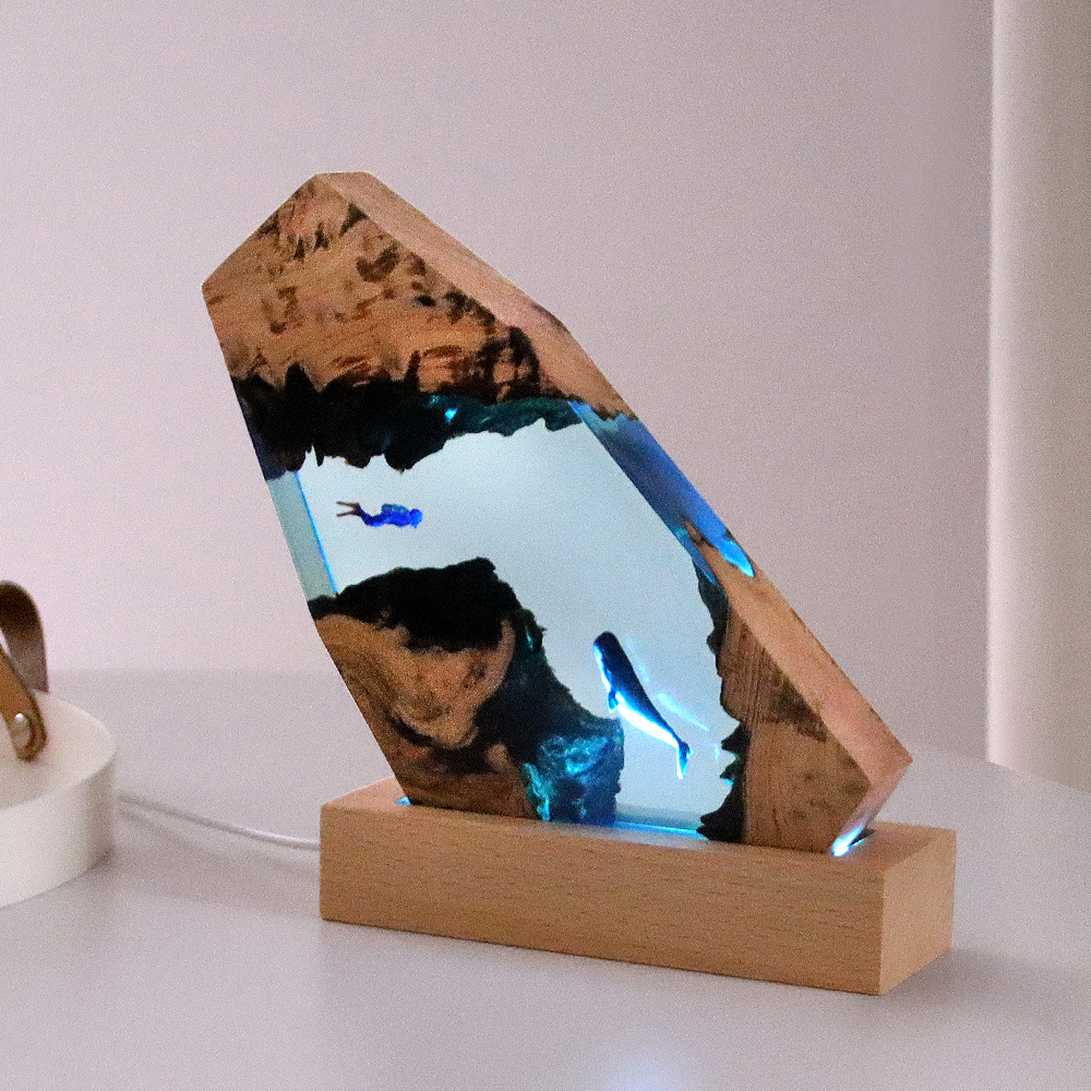 Resin Art Wedding Gift - Yeni Sualtı Mağarası Balina Dalgıç Ev