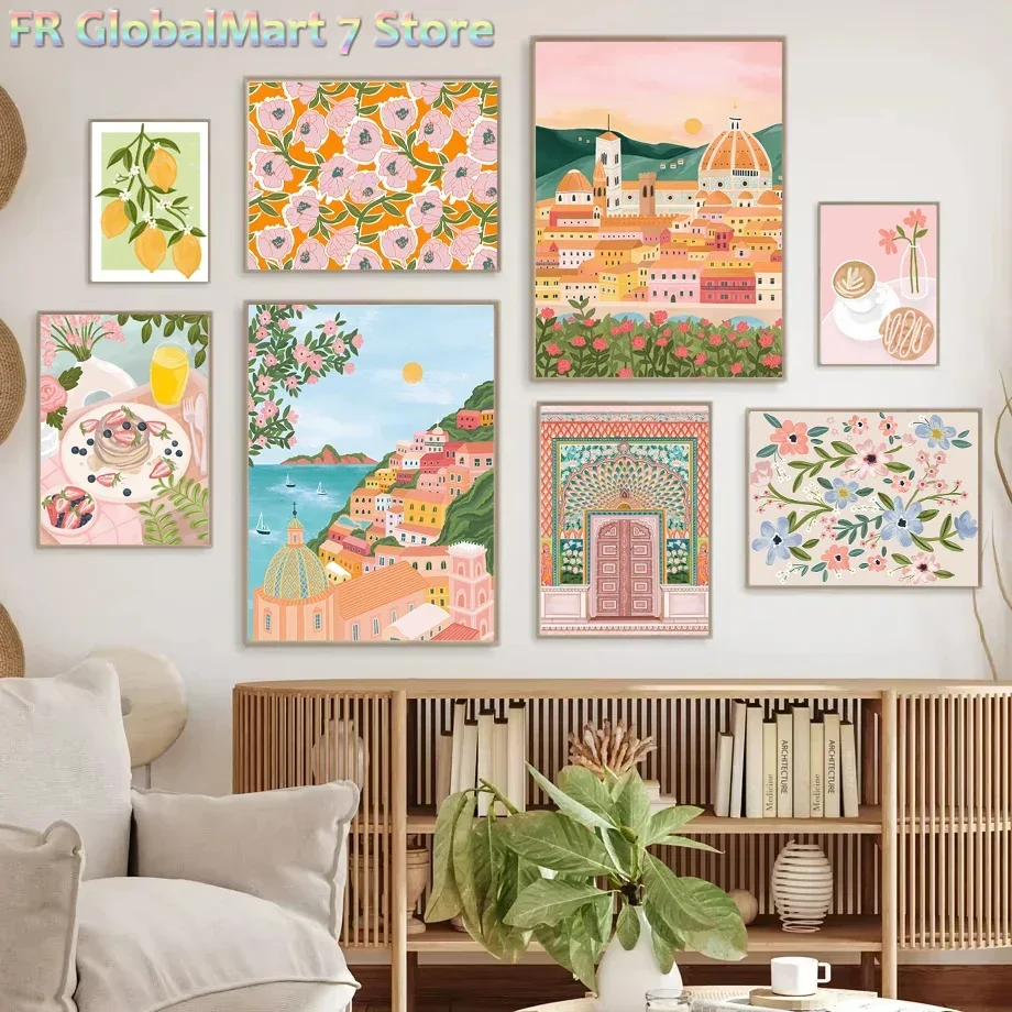 Resin Art Wallpaper - 1 adet Elmas Boyama: Santorini Limonlu