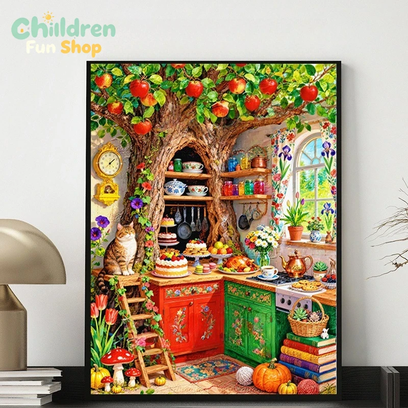 Resin Art Wallpaper - Kedi ve Yemek Temalı, Eğlenceli Ağaç